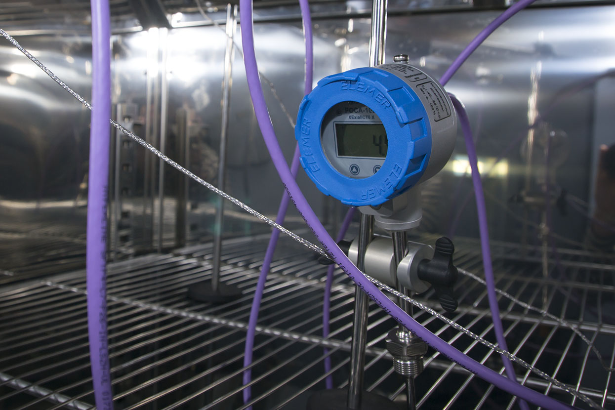 transducer mounted inside of the temperature chamber