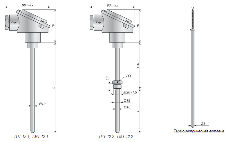 Терометры ТПТ-12, ТМТ-12 для измерения температуры жидких и газообразных сред.