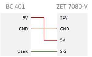 Схема подключения ВС 401 к ZET 7080-V