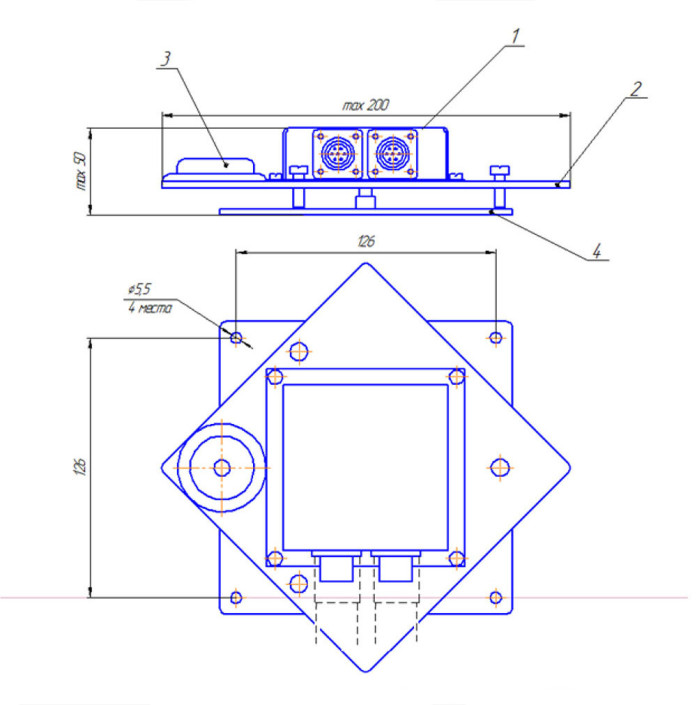 Схема установки инклинометра ZET 7X54 с использованием регулируемой площадки