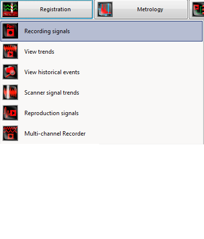 Signals recording - program interface - main image
