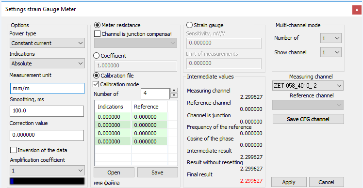 Strain gauge meter - operation in calibration mode