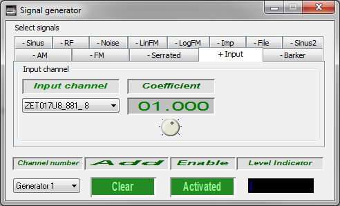 Signal generator - generation of signals from the input of the device-1