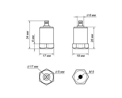 Accelerometer BC 110. Dimensions without cable