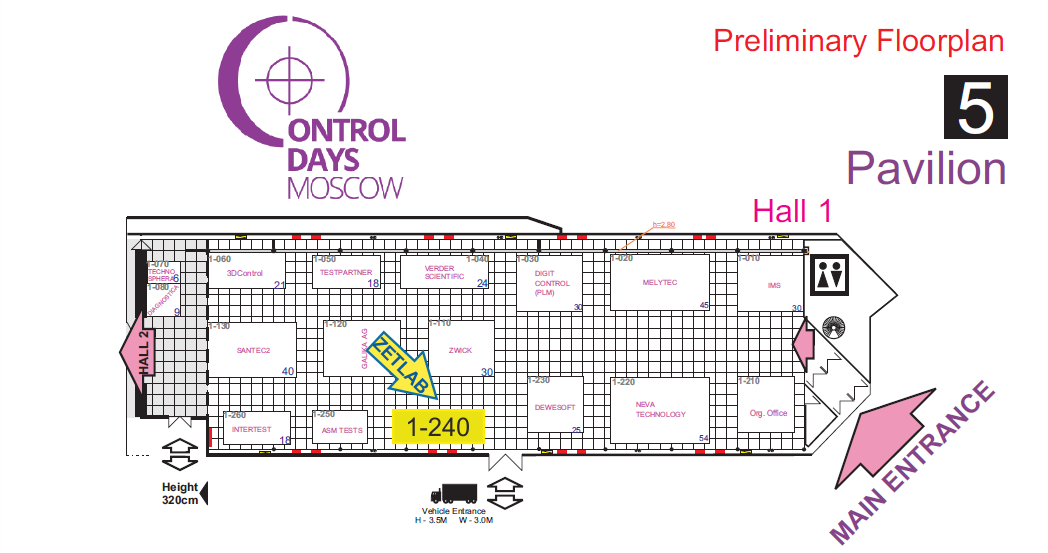 Location of ZETLAB Booth at the Exhibition Control days 2019