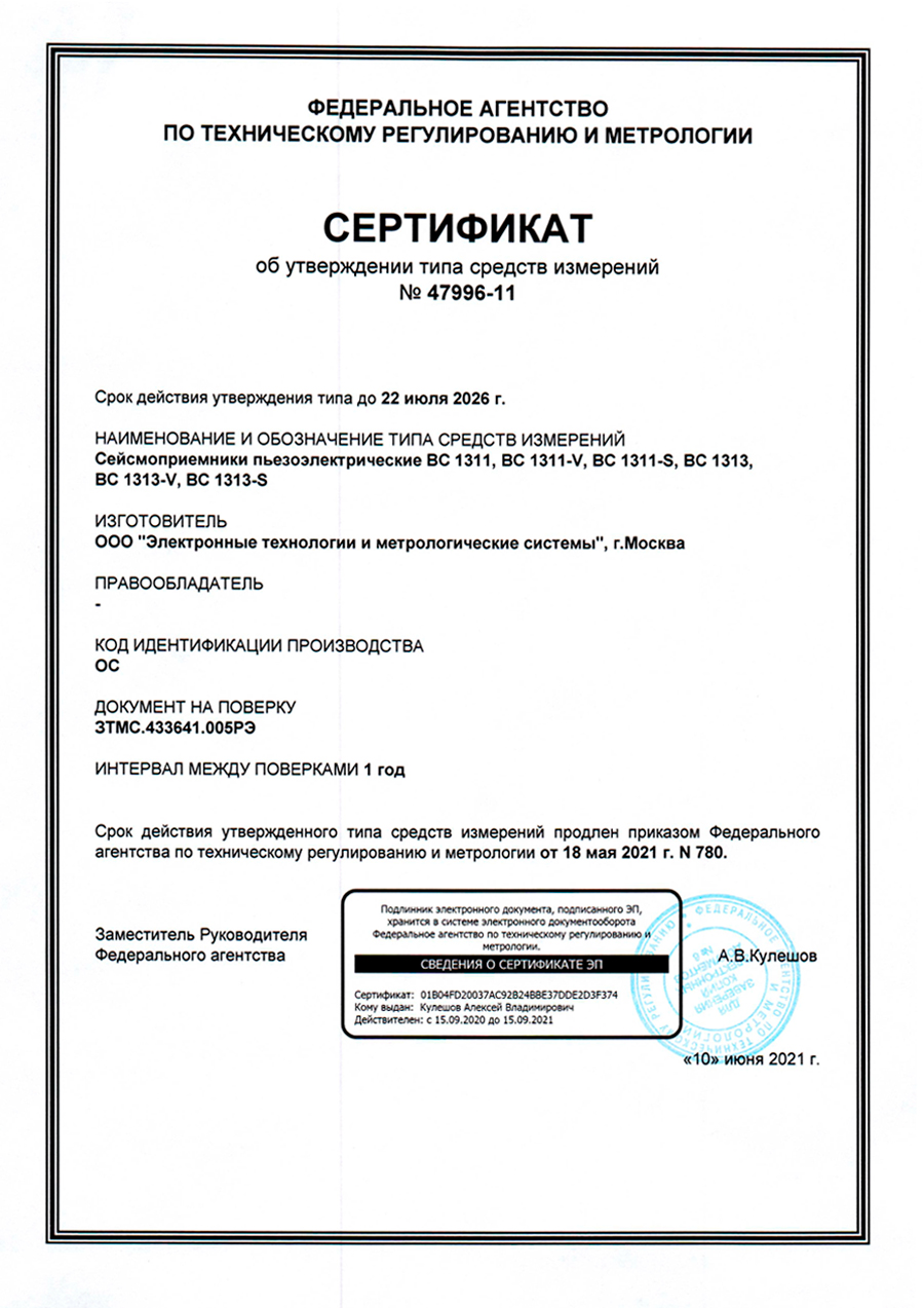 Сертификат ВС 1313